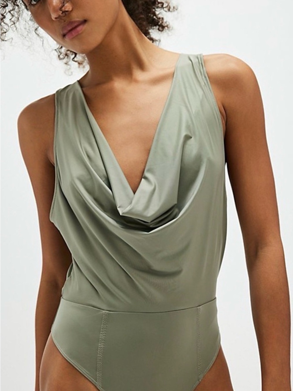 NWOT Free People Intimately When and Where bodysuit Olive Green Size Medium